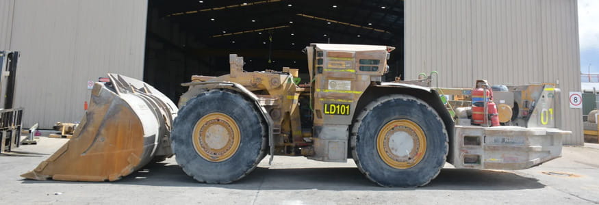 A Cat R3000H Underground Loader about to be rebuilt